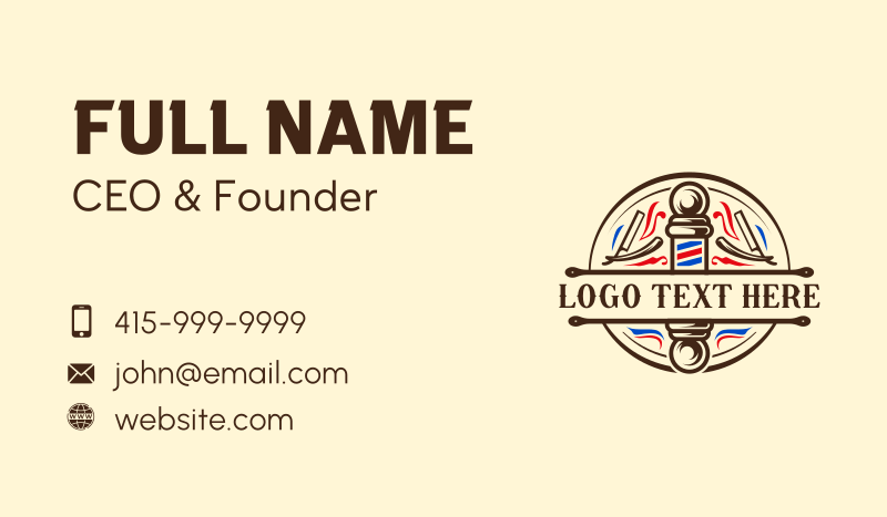 Barber Pole Razor Business Card