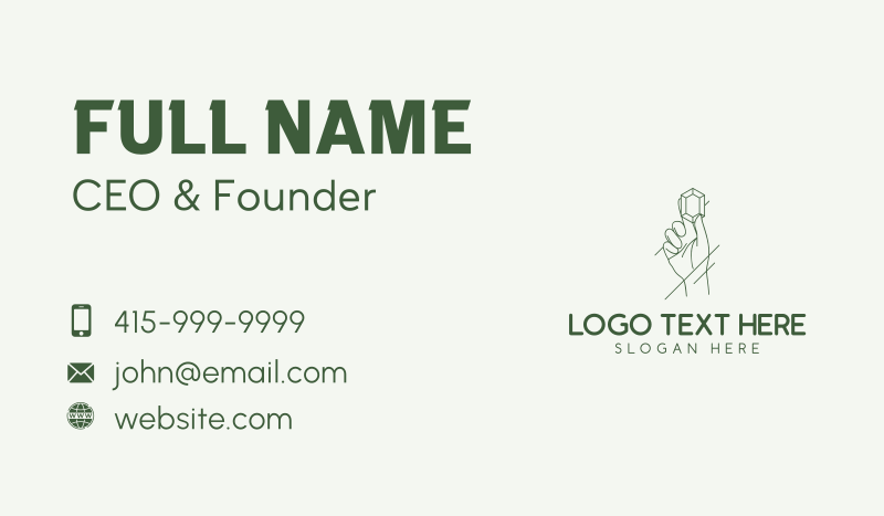 Luxurious Gemstone Hand Business Card